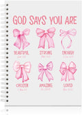 God Says You Are Beautiful Pink Bow Spiral Notebook - A5 Faith Journal