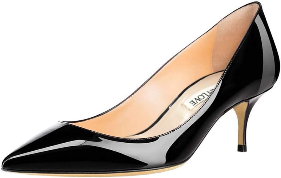 JOY IN LOVE Women's Low Heels Pointy Toe Kitten Heel Pumps
