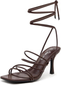 Strappy Square Open Toe Heels for Women - Comfortable 3-in Stiletto