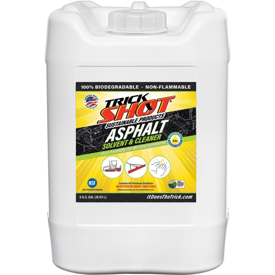 Trick Shot Asphalt Solvent Cleaner for Paving Equipment 5 Gallon