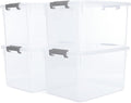 Citylife 32 QT Plastic Storage Bins with Latching Lids - 4 Pack