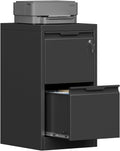 2 Drawer File Cabinet 15ft W Metal Vertical Locking Cabinet (Black)