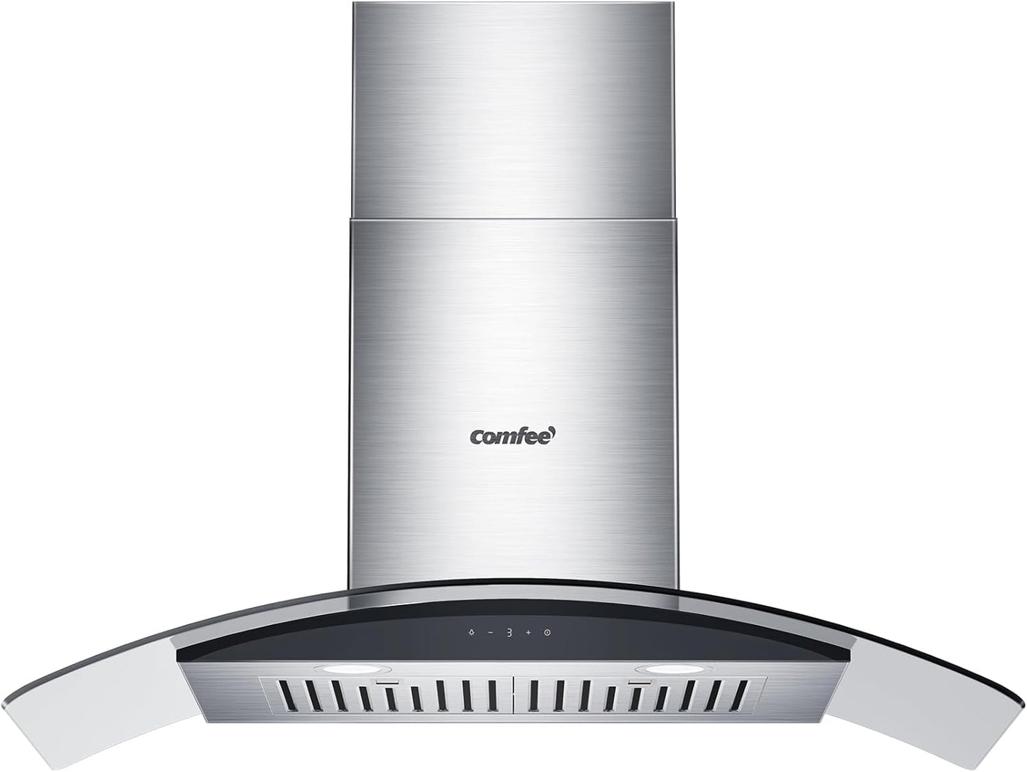 COMFEE' Curved Glass Range Hood 36 Inch 450 CFM with Touch Control