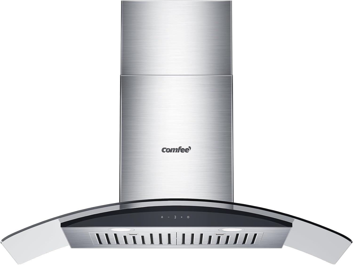 COMFEE' Curved Glass Range Hood 36 Inch 450 CFM with Touch Control