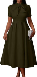 Women's Elegant Short Sleeve A-Line Dress with Pockets - Memoriesea