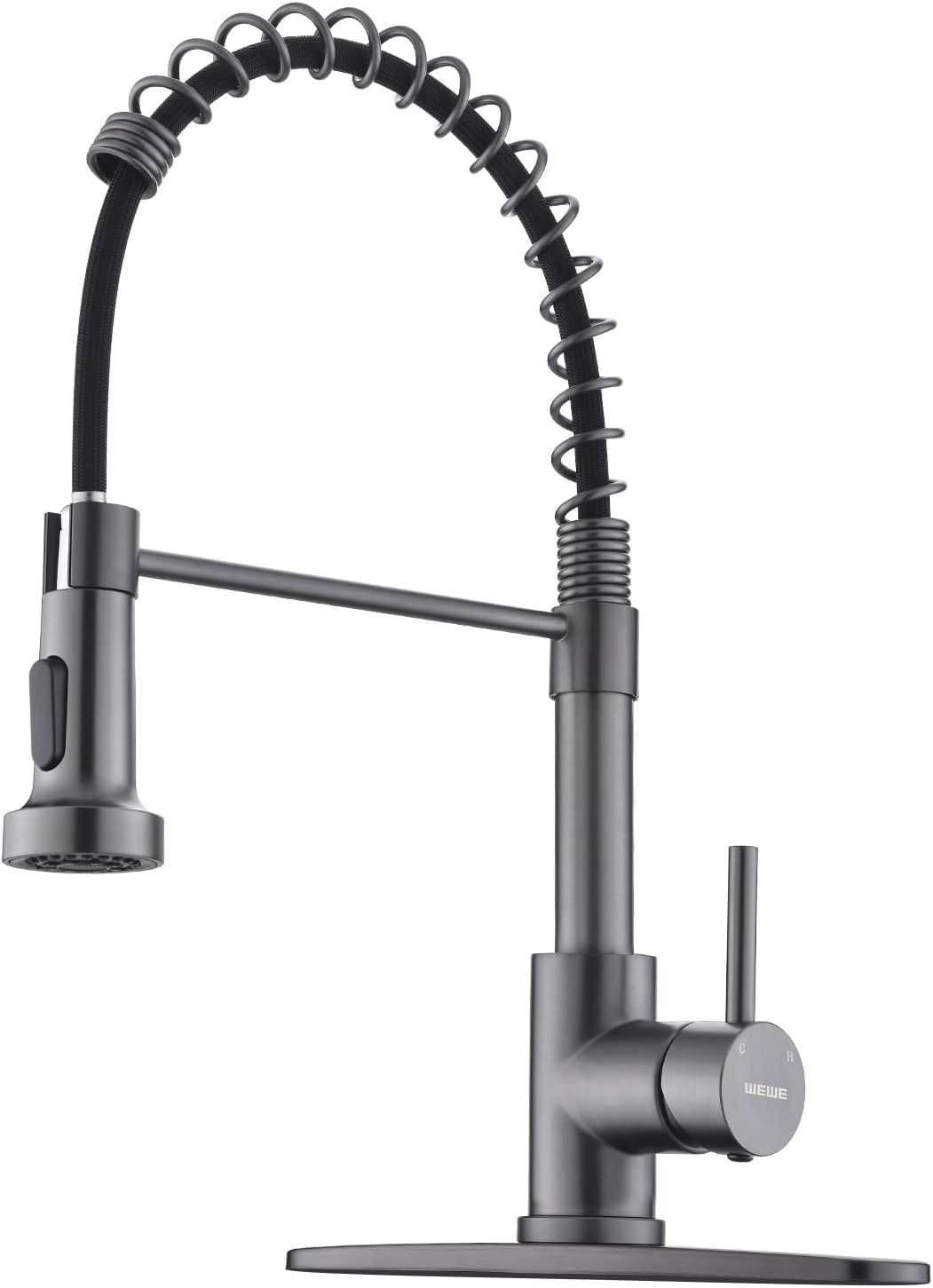 Black Stainless Kitchen Faucet with Pull Down Sprayer for Sink