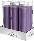 Purple Devotional Candles in Glass Jar 2x8 in 6 Pack - Long Burn