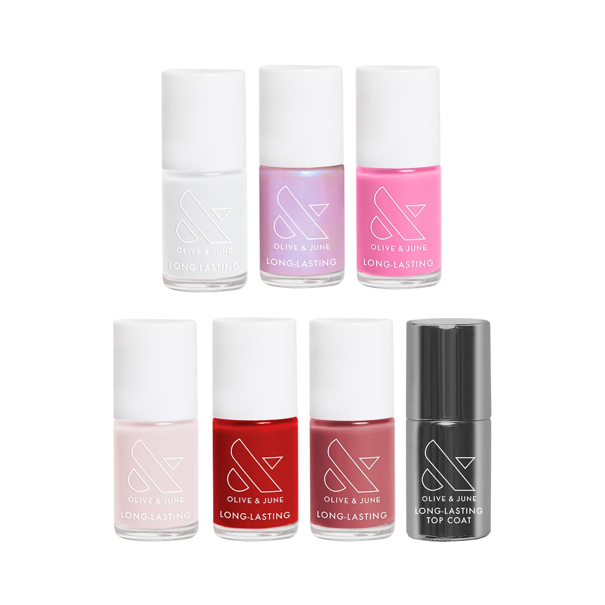 Olive & June Long Lasting Nail Polish Set with Top Coat