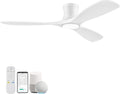 52 in Smart Flush Mount Ceiling Fan with Light - Low Profile WiFi