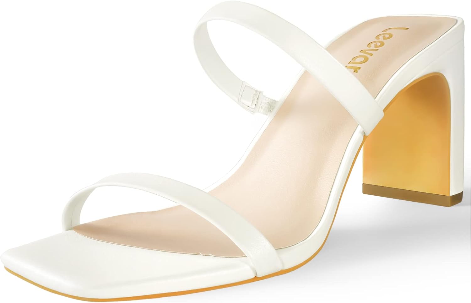 Leevar Square Toe Heels Sandals for Women - Trendy Chunky Design