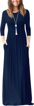 Women's Long Sleeve Loose Maxi Dress with Pockets - Flowy Everyday up