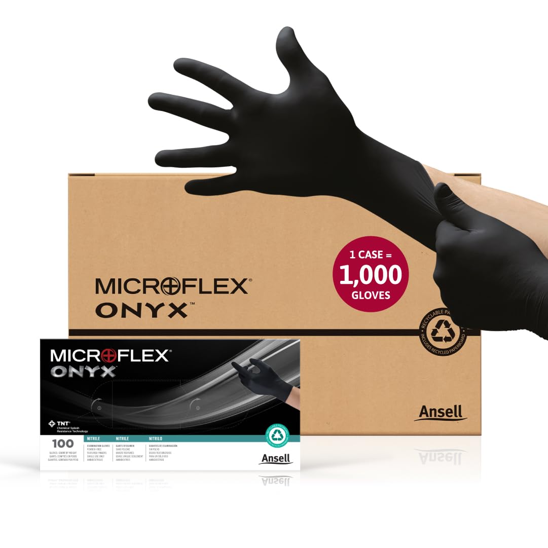 MICROFLEX Onyx N64 Disposable Nitrile Exam Gloves - XL, Black