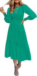 ZESICA Women's Smocked Flowy Tiered Midi Dress (Style NH27)