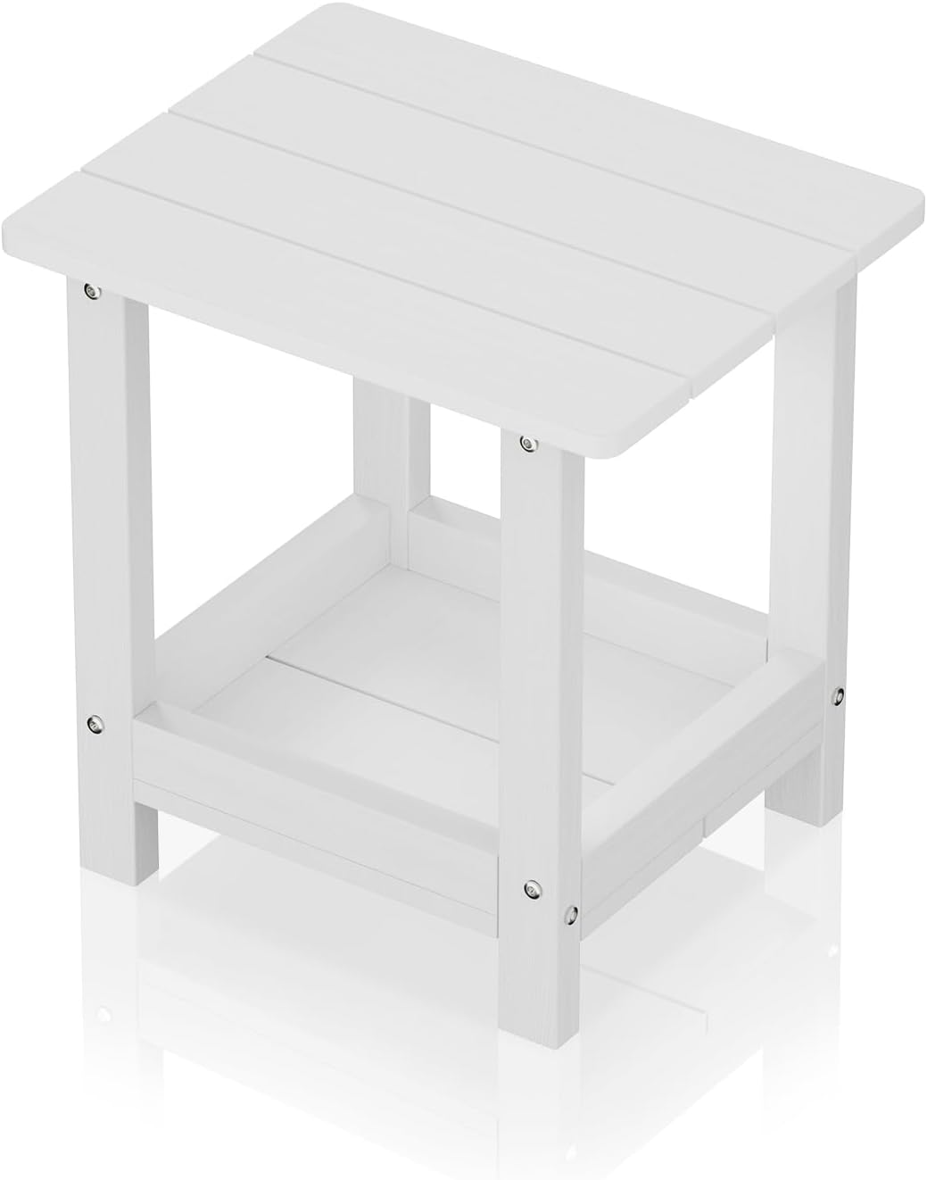 Outdoor Side Table with 2 Layers Storage for Patio and Pool