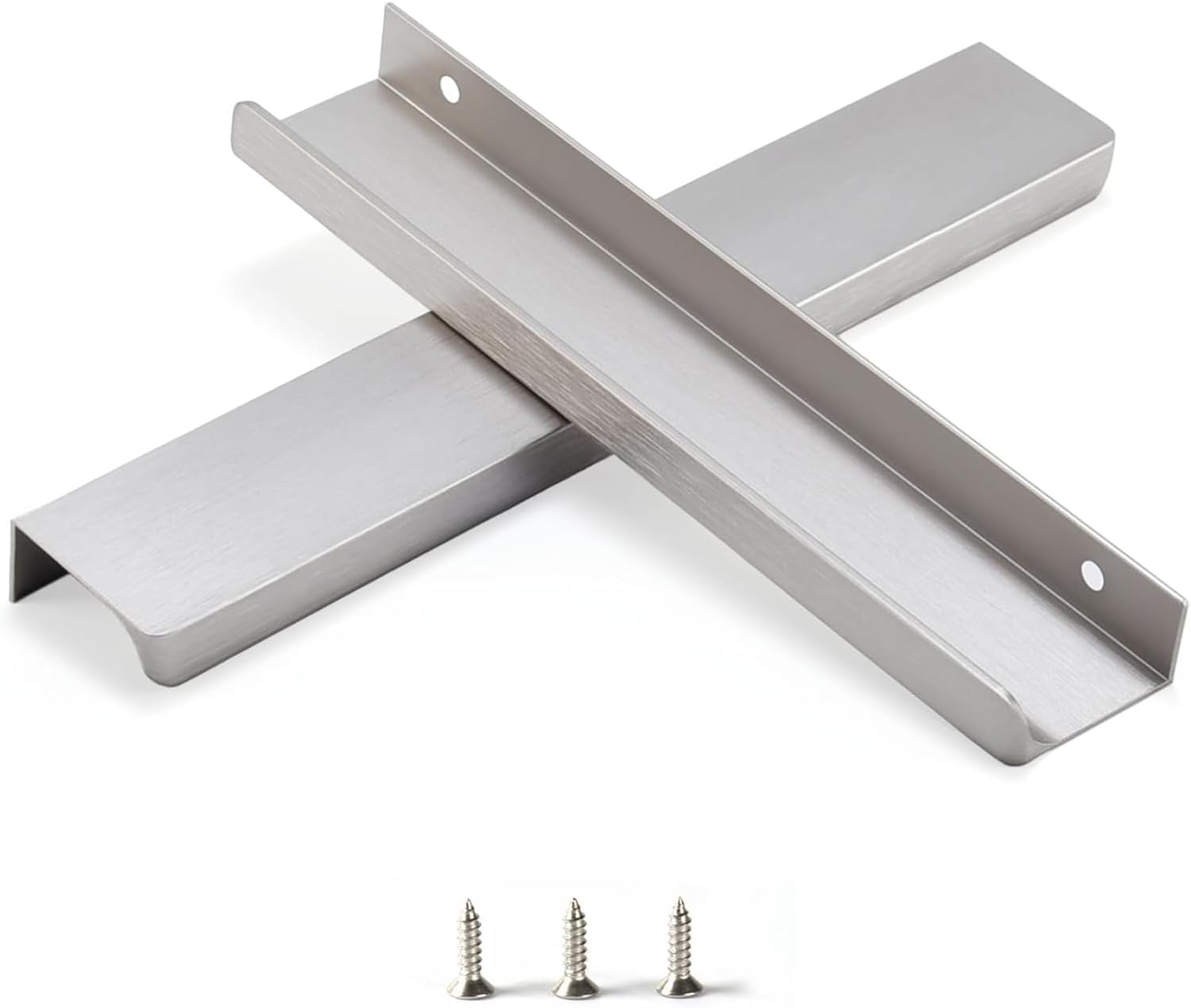 Satanga Edge Brushed Nickel Finger Pulls for Modern Cabinets
