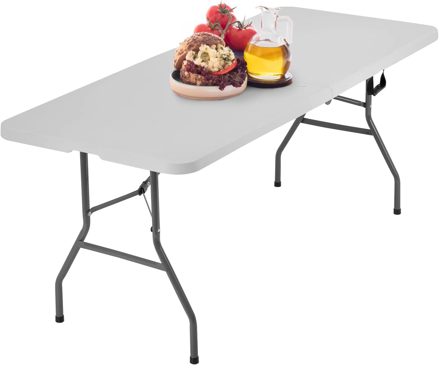 6FT Folding Picnic Table for Camping and Events, White Plastic