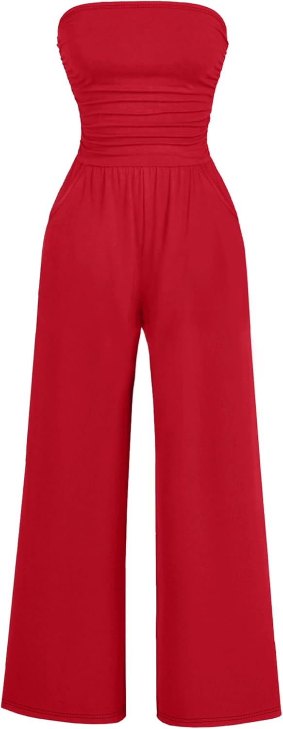 AUXDIO Women's Casual Summer Strapless Jumpsuit for All Occasions