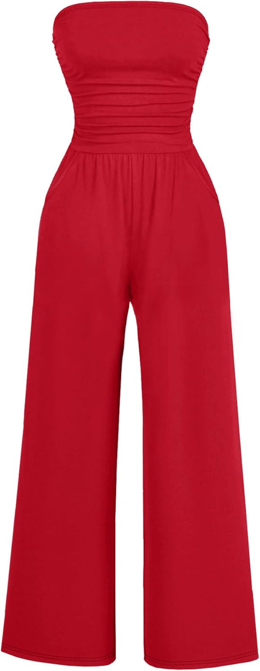 AUXDIO Women's Casual Summer Strapless Jumpsuit for All Occasions