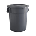 32 Gallon Gray Round Commercial Trash Can with Lid - Durable Odor