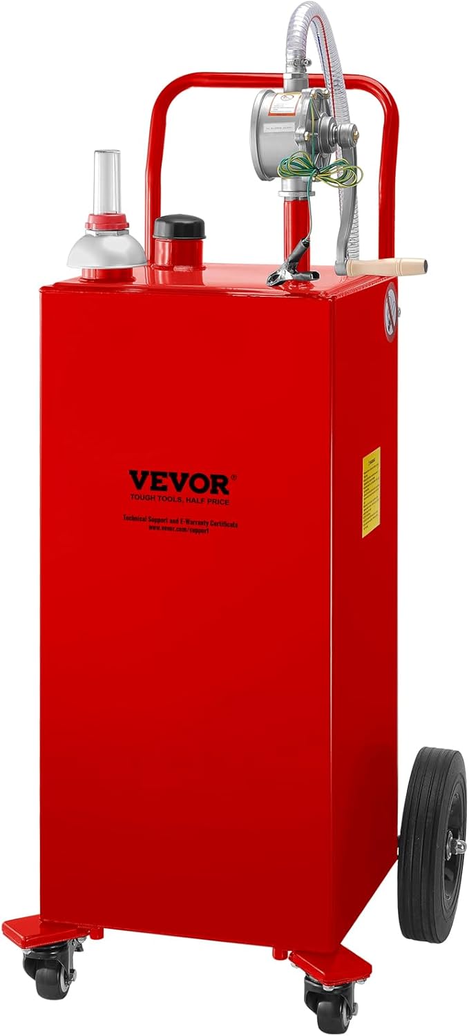 VEVOR 30 Gallon Fuel Caddy with Manual Pump for Easy Transport