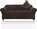 Velvet Sofa Slipcover 4 Piece for 72-90in Sofas - Brown