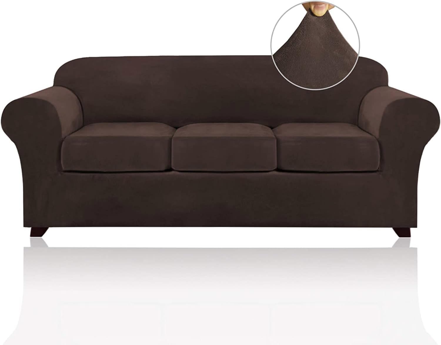 PrinceDeco Velvet Couch Covers for Sofa Soft 4 Pieces Set