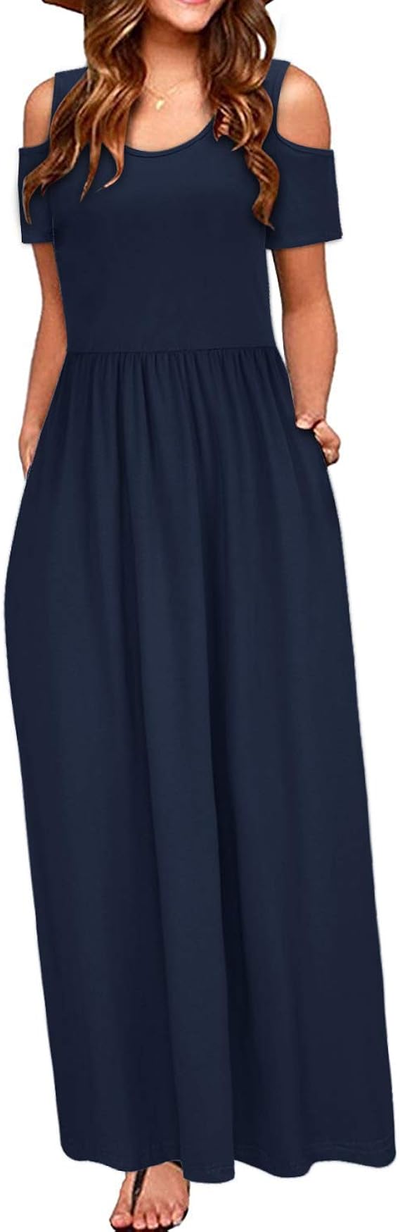 STYLEWORD Women's 2023 Summer Maxi Cold Shoulder Floral Dress