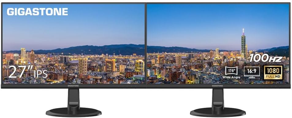 Gigastone 27 inch IPS LED Back Light Monitor 2-Pack for Gaming