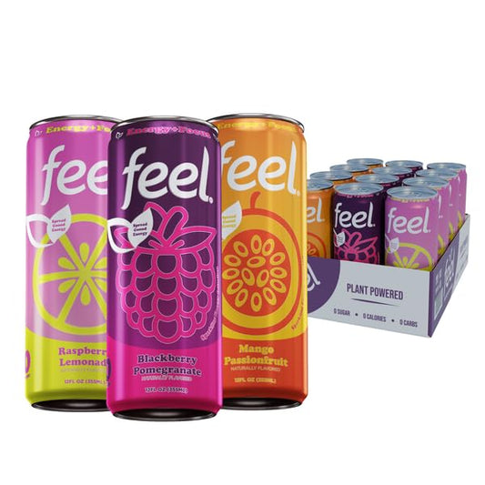 FEEL Zero Sugar Energy Drink Variety Pack for Clean Energy
