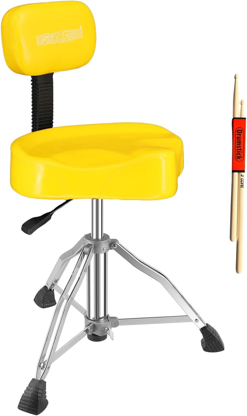 5 CORE Drum Throne with Backrest - Comfortable Adjustable Seat