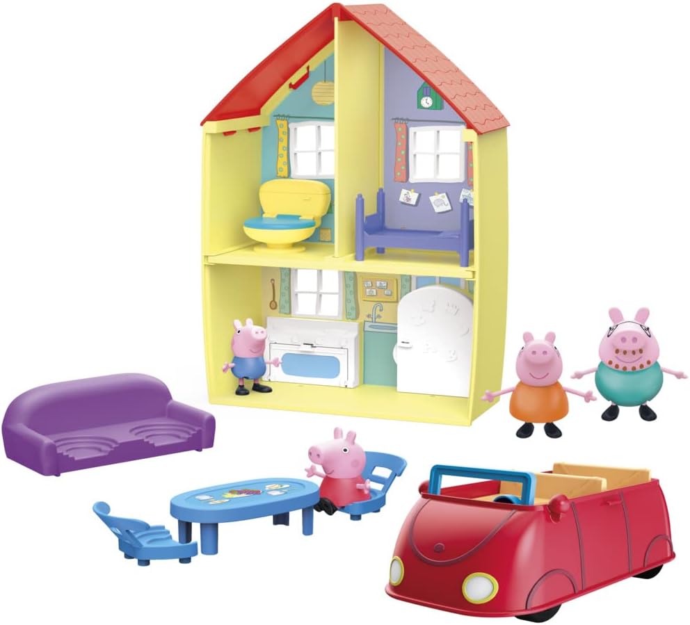 Complete Peppa Pig Family Home Playset with Figures and Car