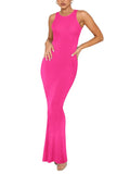 REORIA Women's Halter Neck Bodycon Maxi Dress - Sleek Summer Staple so