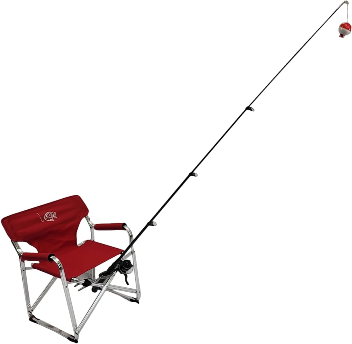 Compact Rod Holder Fishing Chair - Premium Aluminum - Red