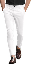 Slim Fit Stretch Chino Pants for Men - Tapered Ankle & Plaid Look