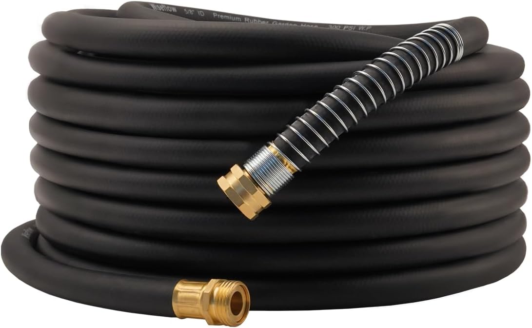 WiseFlow 75FT Heavy Duty Rubber Garden Hose with Strong Pressure