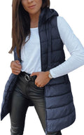 Veatzaer Women Long Vest Sleeveless Hooded Puffer Vest