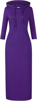 MISSKY Women's Casual Pocket Slim Pullover Maxi Hoodie Dress Dresses