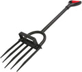 5-Tine Heavy Duty Pitch Fork for Gardening - Long Handled Digging Fork