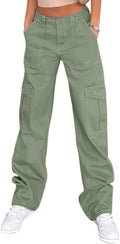 Lepunuo Cargo Pants for Women High Waisted Baggy Wide Leg Natural