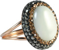 Rose Gold Sterling Silver Oval Gemstone Adjustable Statement Ring