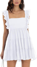 Womens Summer Square Neck Tie Back Ruffle Sleeve Tiered (Style YS19)