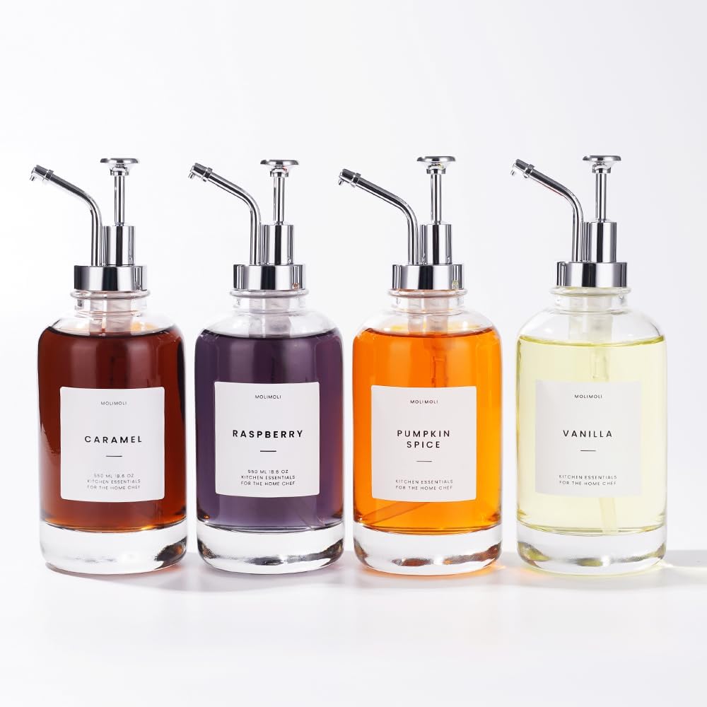 MoliMoli Coffee Syrup Dispenser Set for Home and Commercial Use