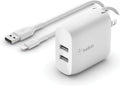 Belkin 24W Dual Port USB Wall Charger with Lightning Cable - Fast Dual
