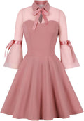 Women's Vintage Polka Dot 1950s Audrey Retro A-Line Mesh Sleeve Dress
