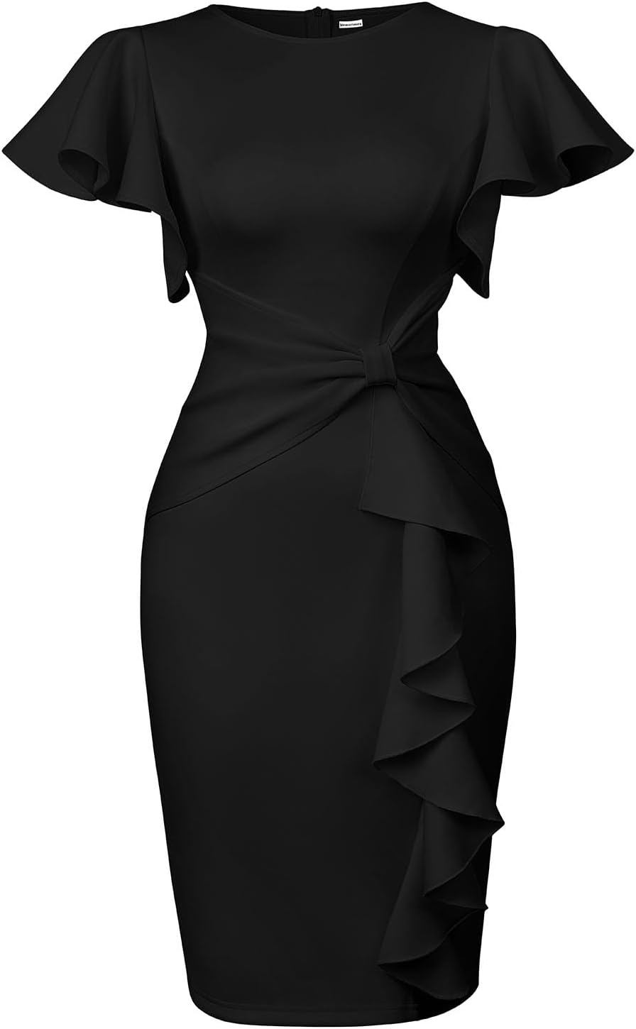 Memoriesea Women's Vintage Ruffle Peplum Cocktail Dress Review
