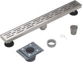 24 in Linear Shower Drain with Removable Pattern Grate - Brushed