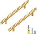 Ravinte 4 in Hole Center Gold Cabinet Handles 6-3/8 in Pulls - Brushed