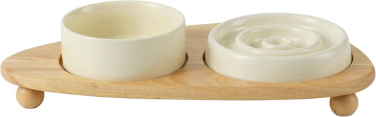 Ceramic Slow Cat Feeder Set for Healthy Eating and Hydration