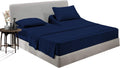 SGI bedding 28 in Queen Split Top Flex Head Sheet Set - 600 TC Navy