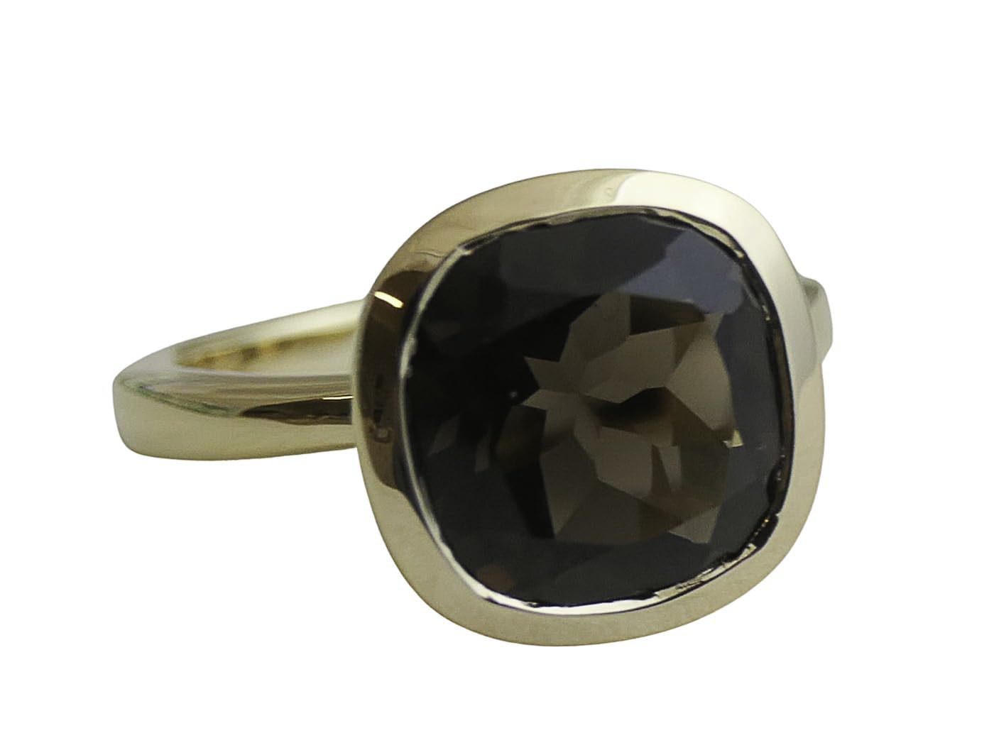 Smoky Quartz Cushion Cut Ring in Gold-Plated Sterling Silver